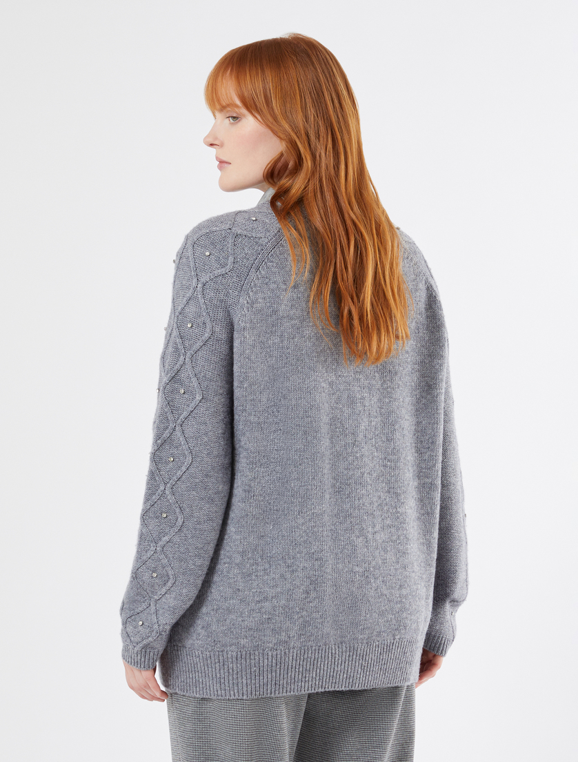 Wool blend cardigan with rhinestones - MEDIUM GREY - Marina Rinaldi - 4 Wool blend cardigan with rhinestones - MEDIUM GREY - Marina Rinaldi - 4