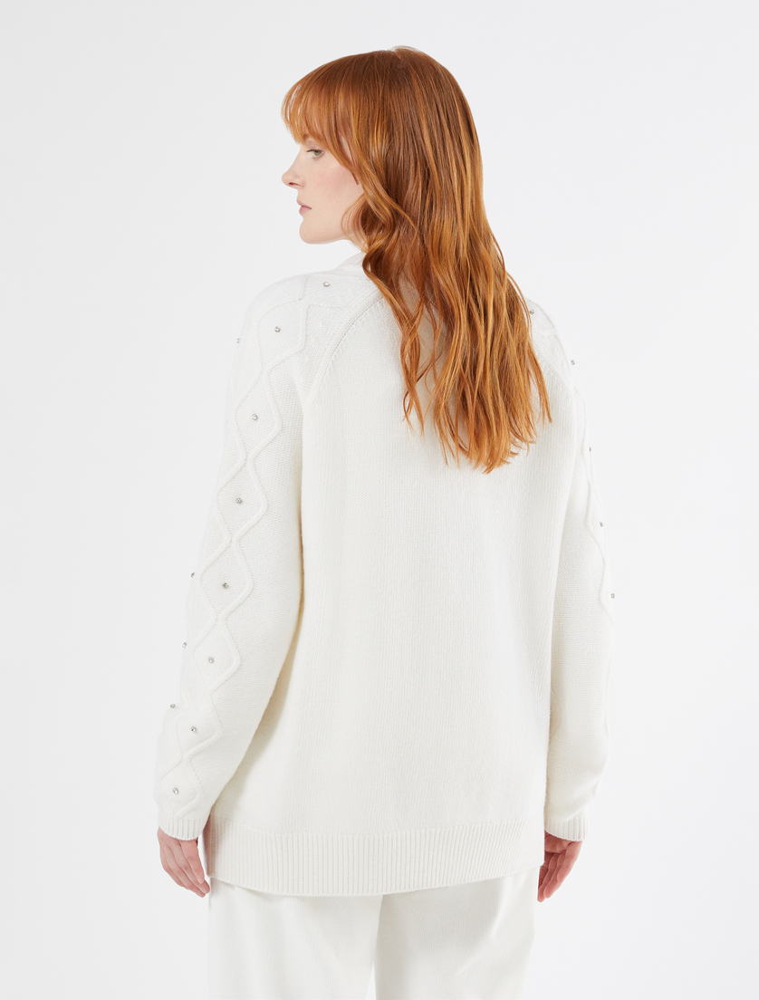 Wool blend cardigan with rhinestones - IVORY - Marina Rinaldi - 4 Wool blend cardigan with rhinestones - IVORY - Marina Rinaldi - 4