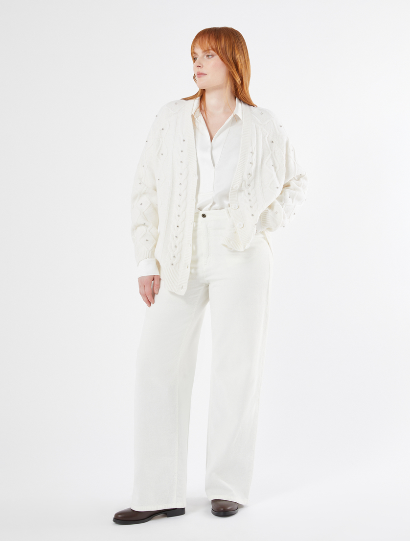 Wool blend cardigan with rhinestones - IVORY - Marina Rinaldi - 2 Wool blend cardigan with rhinestones - IVORY - Marina Rinaldi - 2