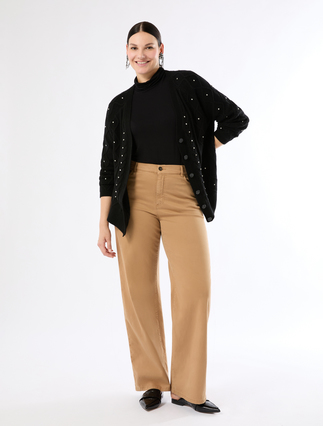 Wool blend cardigan with rhinestones - Marina Rinaldi