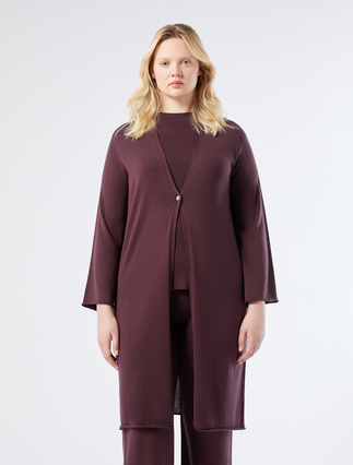 Woll-Cardigan - AUBERGINE