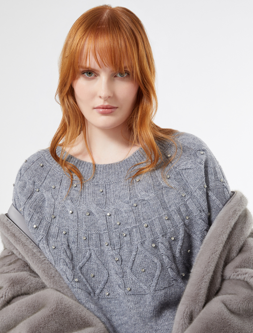 Wool blend jumper with rhinestones - MEDIUM GREY - Marina Rinaldi - 5 Wool blend jumper with rhinestones - MEDIUM GREY - Marina Rinaldi - 5