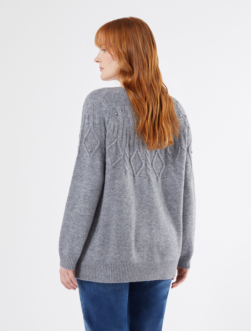 Wool blend jumper with rhinestones - MEDIUM GREY - Marina Rinaldi - 4 Wool blend jumper with rhinestones - MEDIUM GREY - Marina Rinaldi - 4