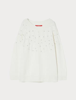 Pullover aus Wollmischung mit Strass - Marina Rinaldi