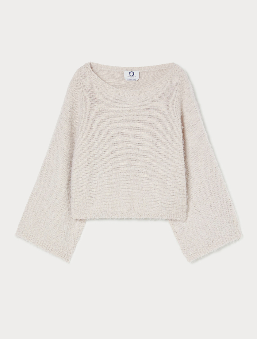 Cape-Pullover aus Furry-Wolle - SAND - Marina Rinaldi