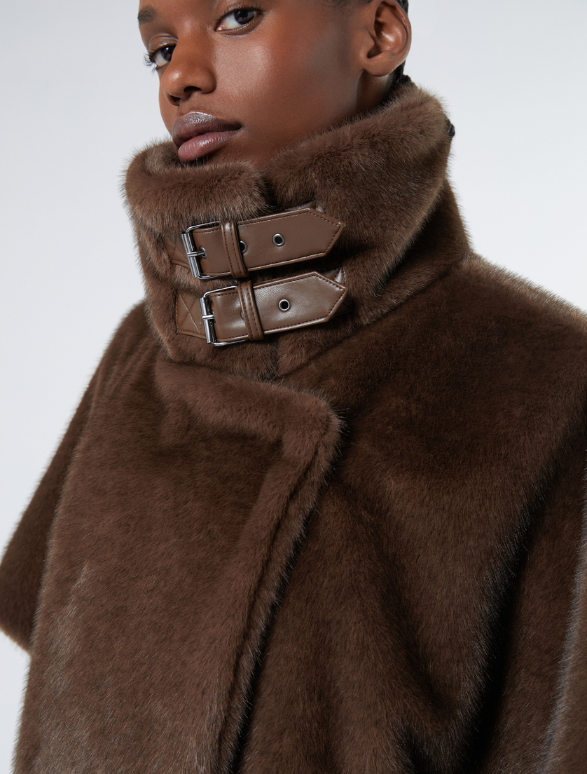 Fluffy-textured cape - CHOCOLATE - Marina Rinaldi - 5 Fluffy-textured cape - CHOCOLATE - Marina Rinaldi - 5