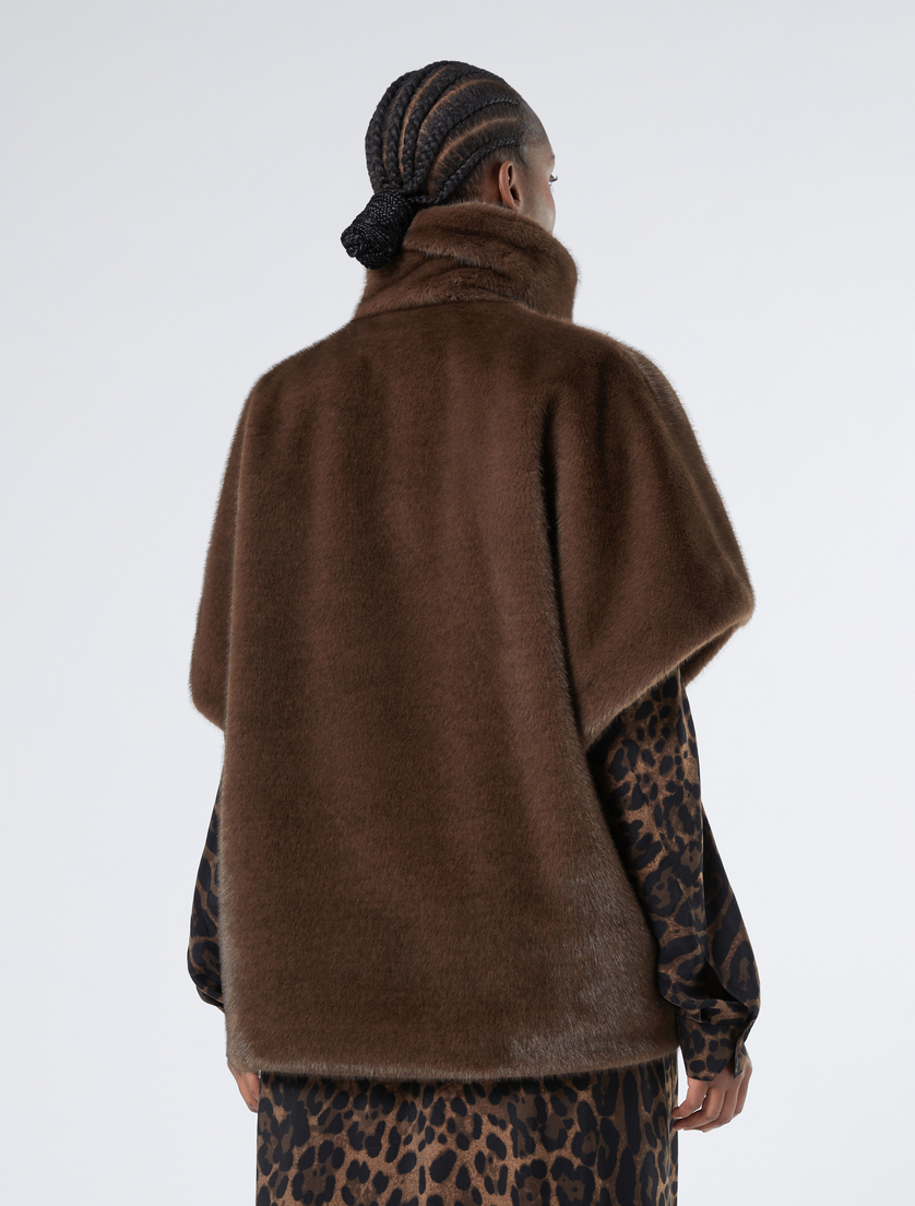 Fluffy-textured cape - CHOCOLATE - Marina Rinaldi - 4 Fluffy-textured cape - CHOCOLATE - Marina Rinaldi - 4
