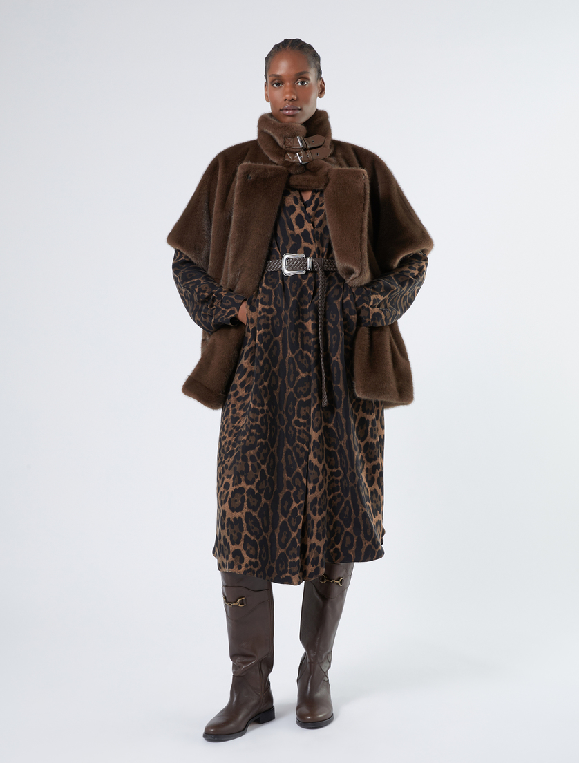 Fluffy-textured cape - CHOCOLATE - Marina Rinaldi - 2 Fluffy-textured cape - CHOCOLATE - Marina Rinaldi - 2