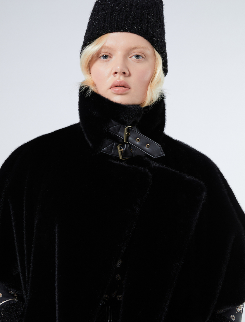 Fluffy-textured cape - BLACK - Marina Rinaldi - 5 Fluffy-textured cape - BLACK - Marina Rinaldi - 5