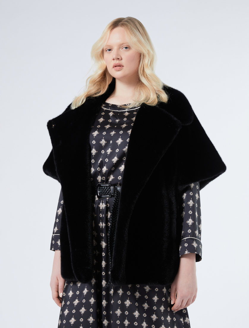 Fluffy-textured cape - BLACK - Marina Rinaldi - 3 Fluffy-textured cape - BLACK - Marina Rinaldi - 3