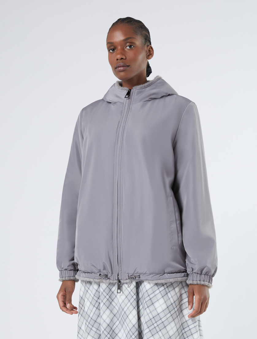 Reversible jacket with a soft texture - MEDIUM GREY - Marina Rinaldi - 5