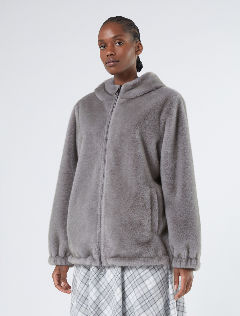 Reversible jacket with a soft texture - MEDIUM GREY - Marina Rinaldi - 3