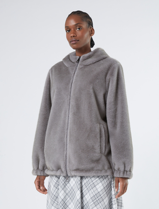 Reversible jacket with a soft texture - MEDIUM GREY