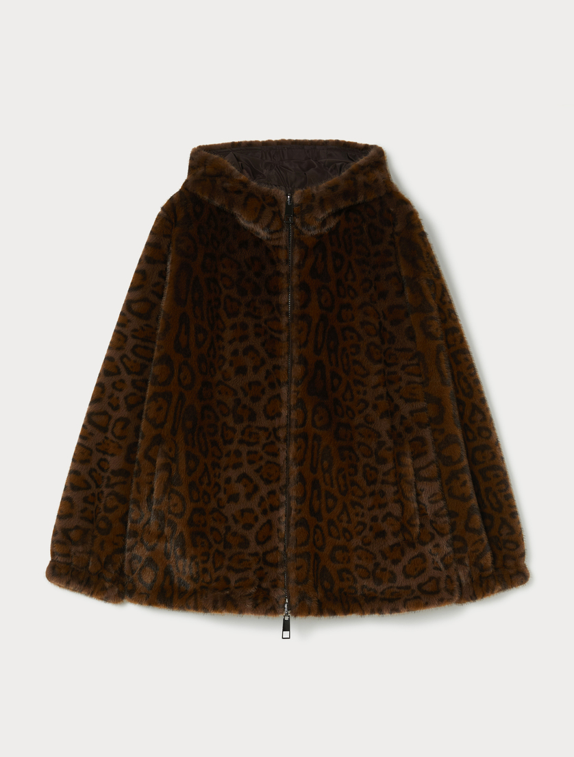Reversible jacket with a soft texture - CHOCOLATE - Marina Rinaldi Reversible jacket with a soft texture - CHOCOLATE - Marina Rinaldi