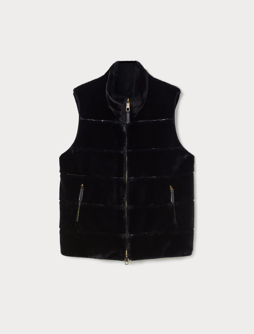 Reversible gilet with a soft texture - BLACK - Marina Rinaldi Reversible gilet with a soft texture - BLACK - Marina Rinaldi