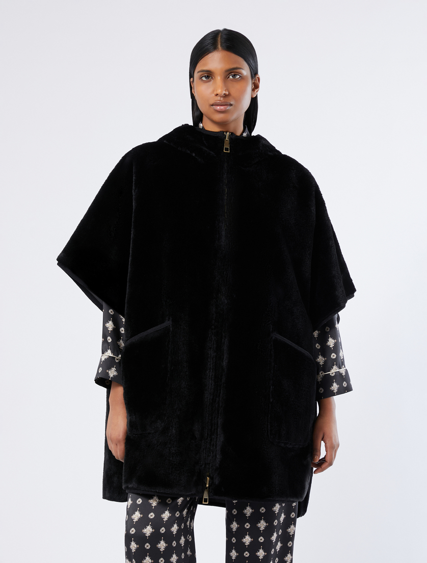 Reversible cape with a soft texture - BLACK - Marina Rinaldi - 5