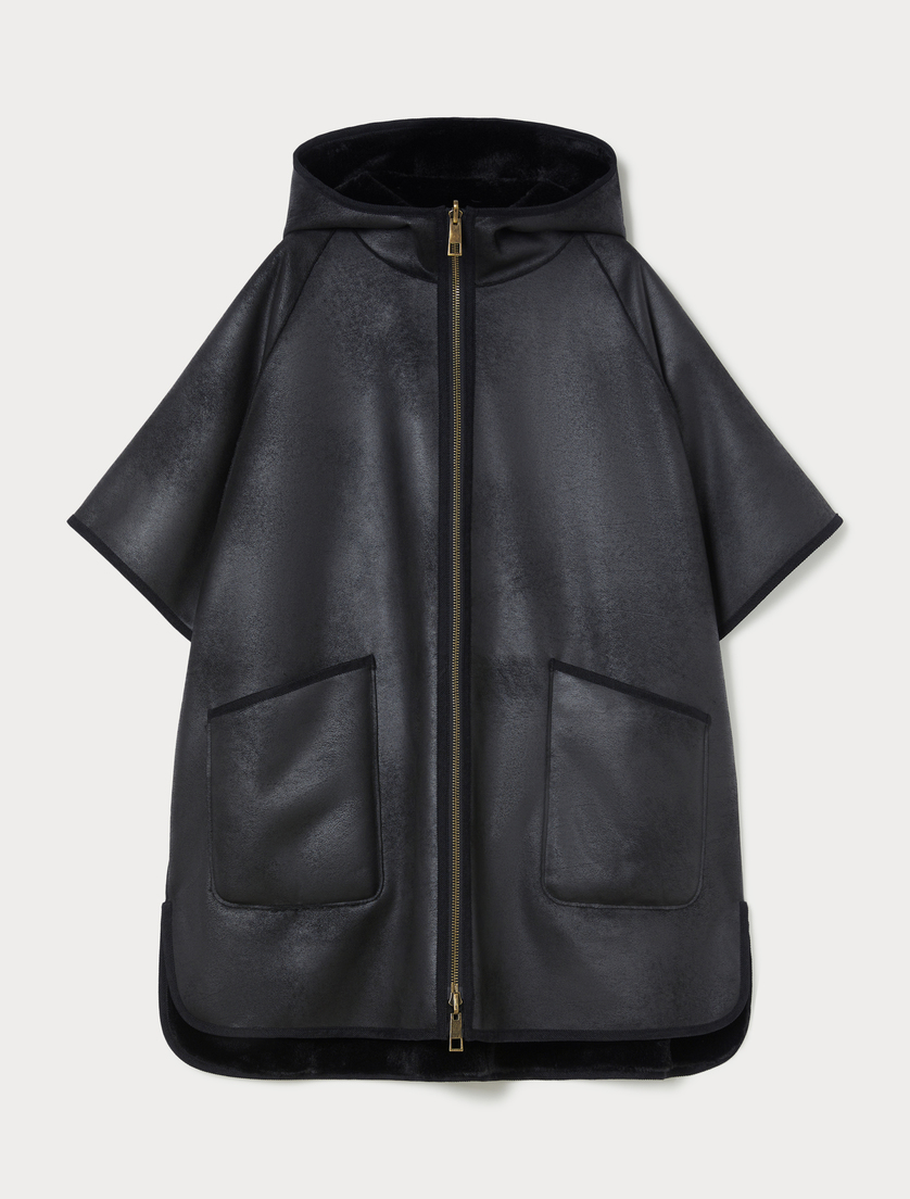 Reversible cape with a soft texture - BLACK - Marina Rinaldi