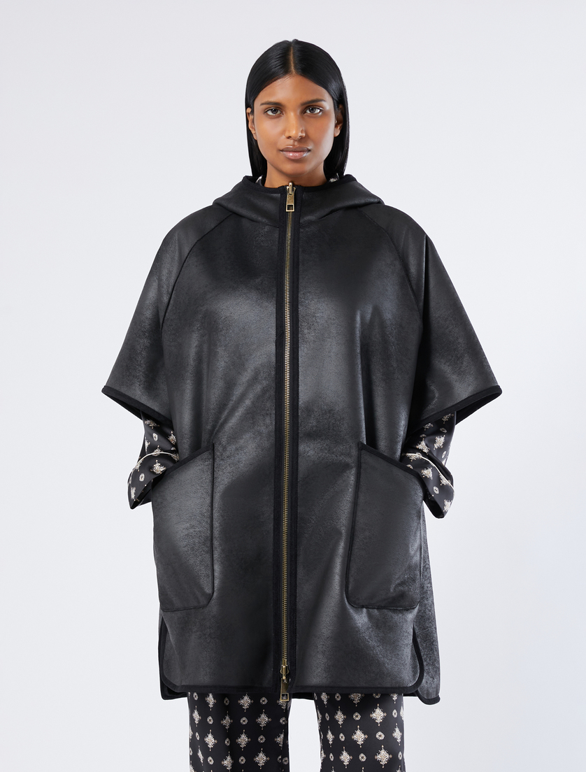 Reversible cape with a soft texture - BLACK - Marina Rinaldi - 3