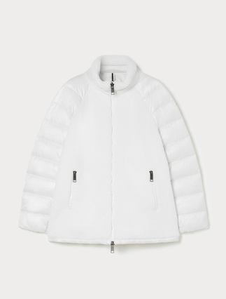 Water-repellent canvas puffer jacket with inserts - Marina Rinaldi