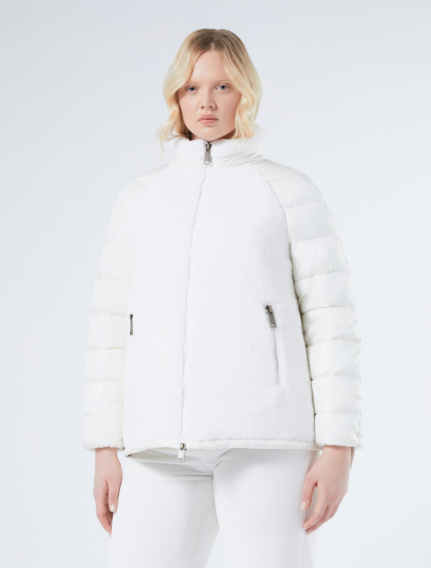 Water-repellent canvas puffer jacket with inserts - IVORY - Marina Rinaldi - 3 Water-repellent canvas puffer jacket with inserts - IVORY - Marina Rinaldi - 3