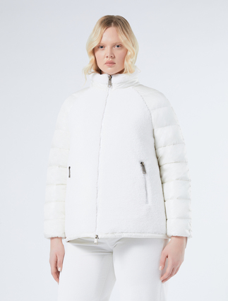 Water-repellent canvas puffer jacket with inserts - IVORY