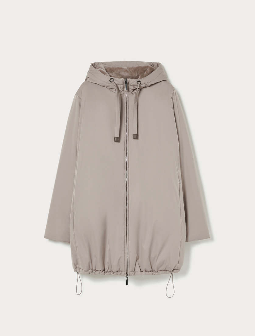Reversible padded jacket in matt satin - BEIGE - Marina Rinaldi Reversible padded jacket in matt satin - BEIGE - Marina Rinaldi
