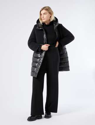 Long water-repellent puffer coat with inserts - Marina Rinaldi