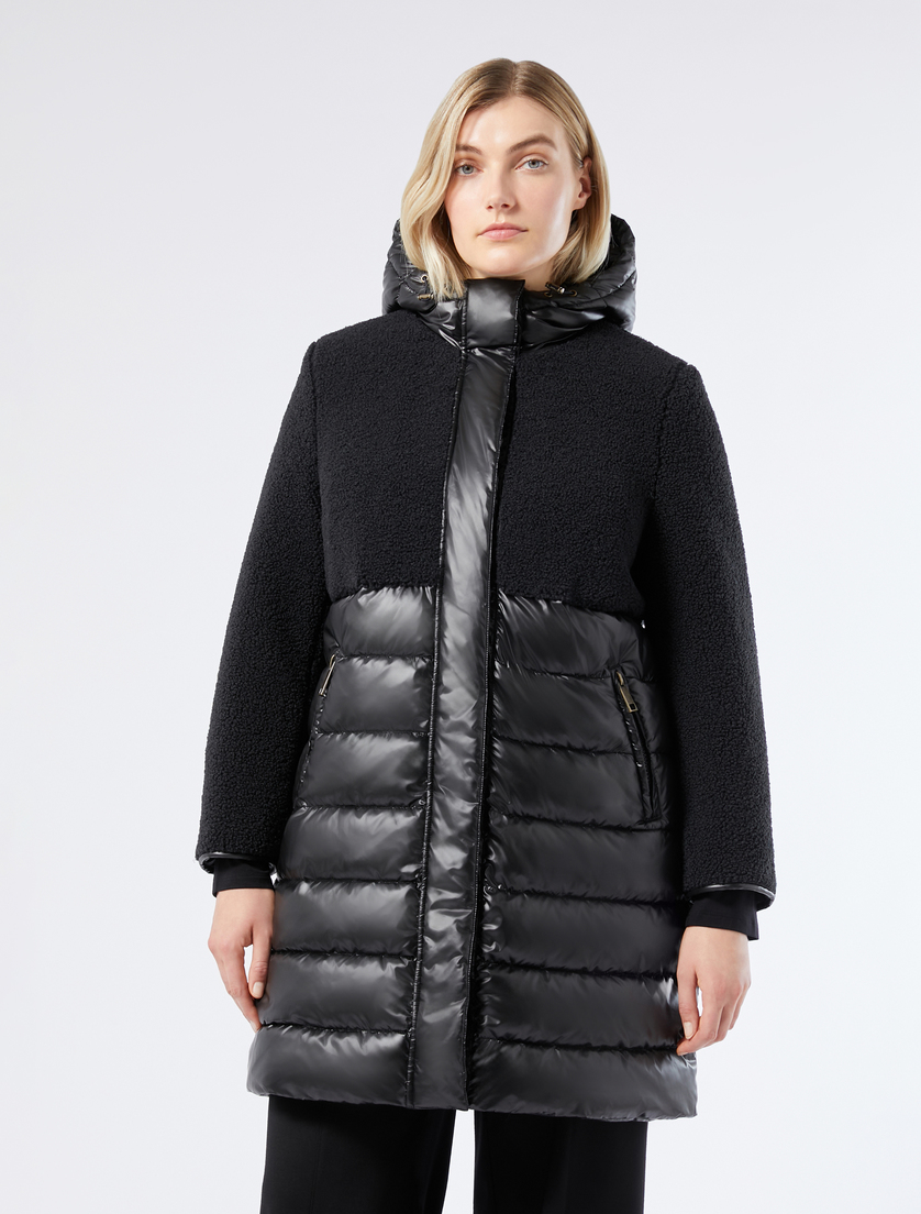 Long water-repellent puffer coat with inserts - BLACK - Marina Rinaldi - 3 Long water-repellent puffer coat with inserts - BLACK - Marina Rinaldi - 3