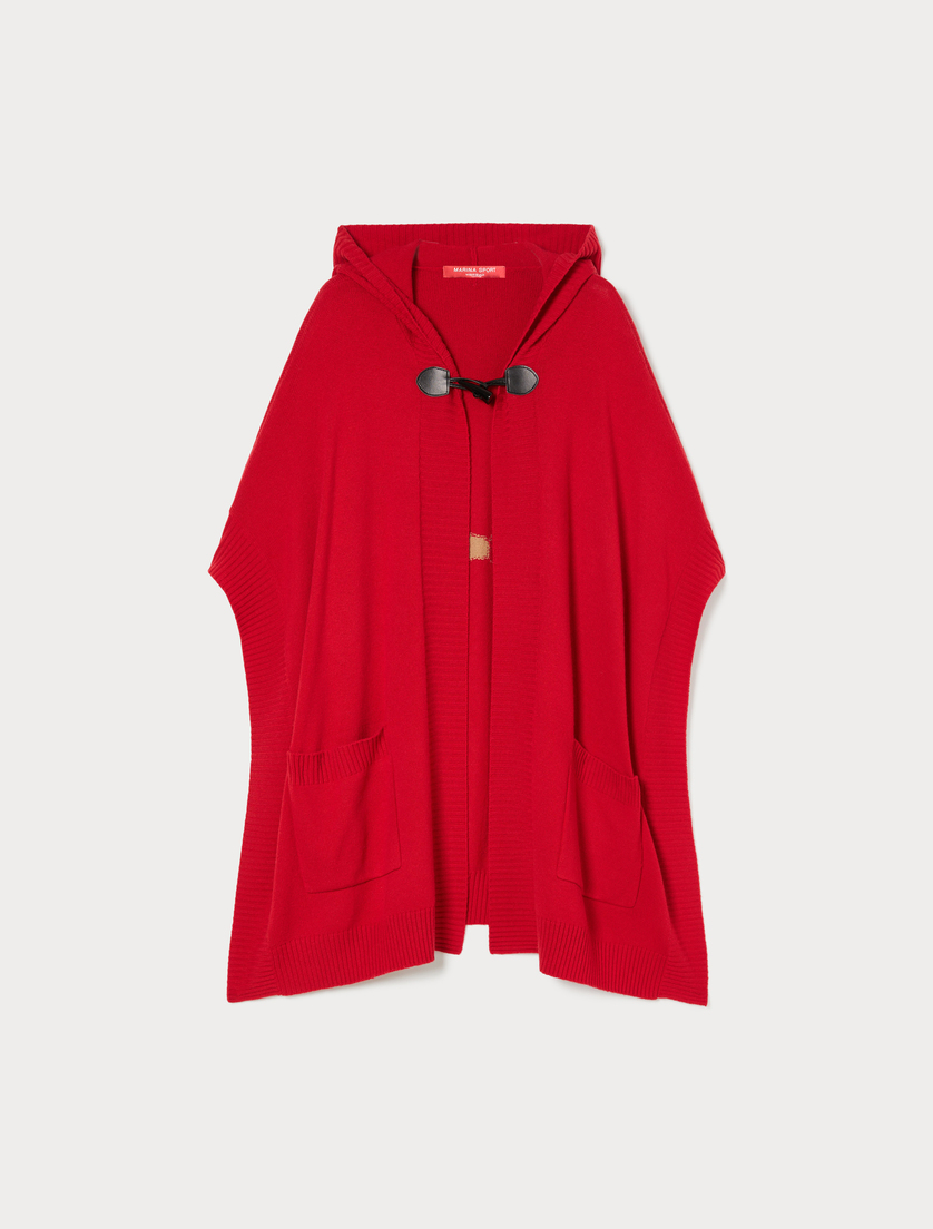 Cashmere blend poncho - RED - Marina Rinaldi