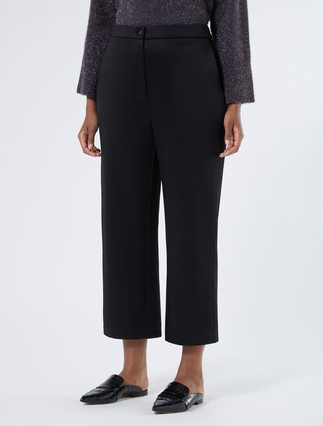 Shiny jersey trousers - BLACK