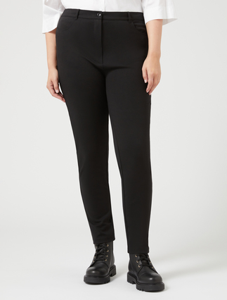Jersey slim-fit trousers - BLACK
