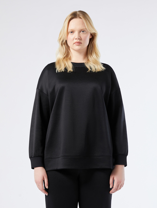 Shiny jersey sweatshirt - BLACK