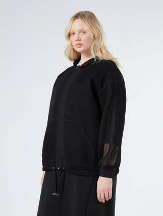 Mesh jersey sweatshirt - BLACK