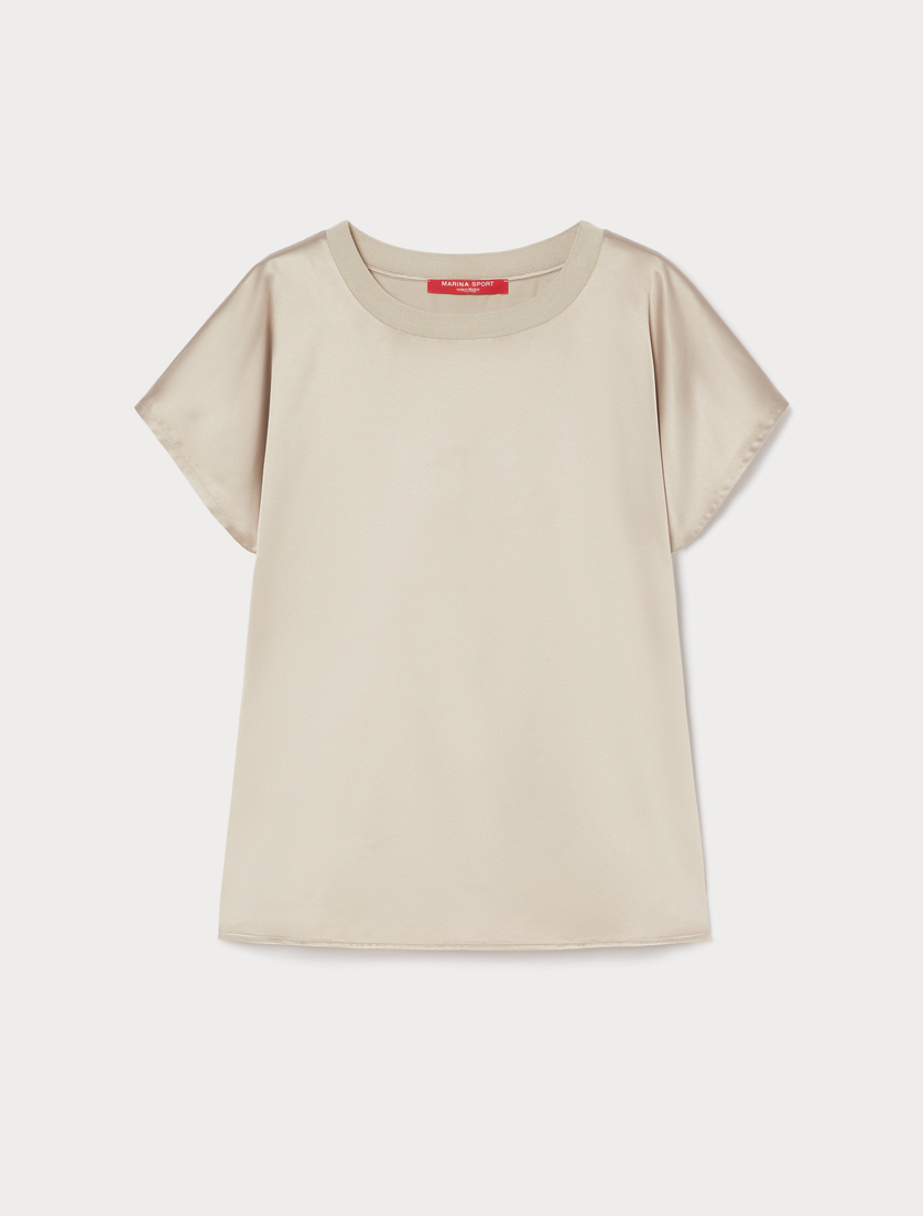 Jersey and satin T-shirt - ECRU - Marina Rinaldi