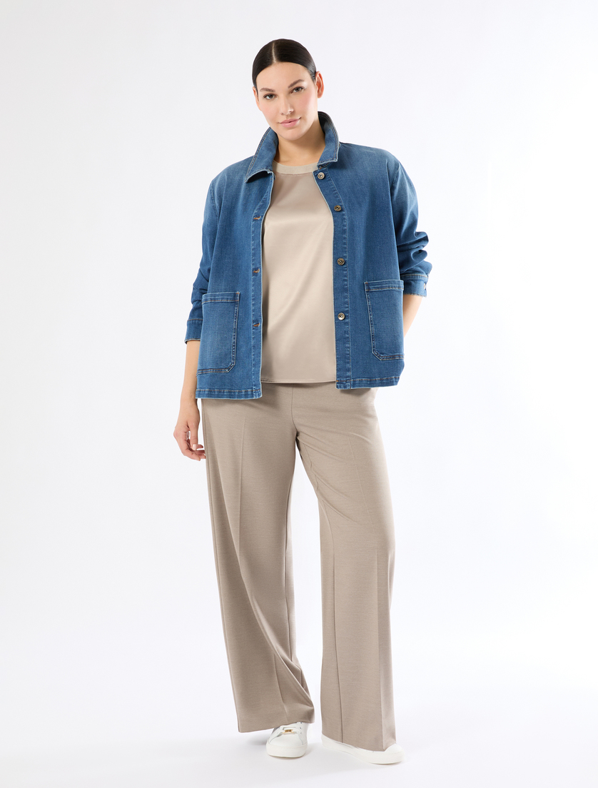 Jersey and satin T-shirt - ECRU - Marina Rinaldi - 2