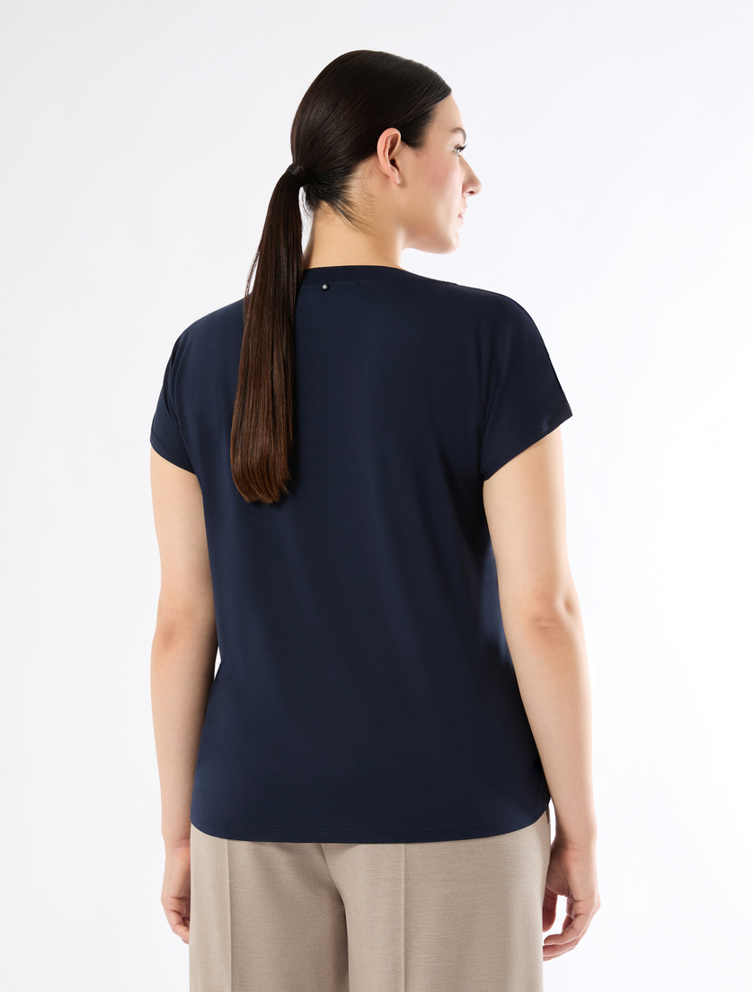 Jersey and satin T-shirt - MIDNIGHTBLUE - Marina Rinaldi - 4