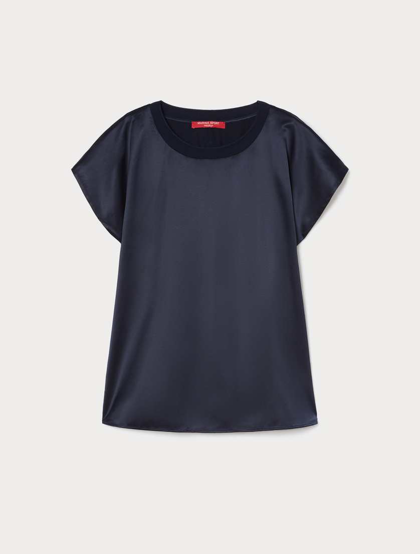 Jersey and satin T-shirt - MIDNIGHTBLUE - Marina Rinaldi