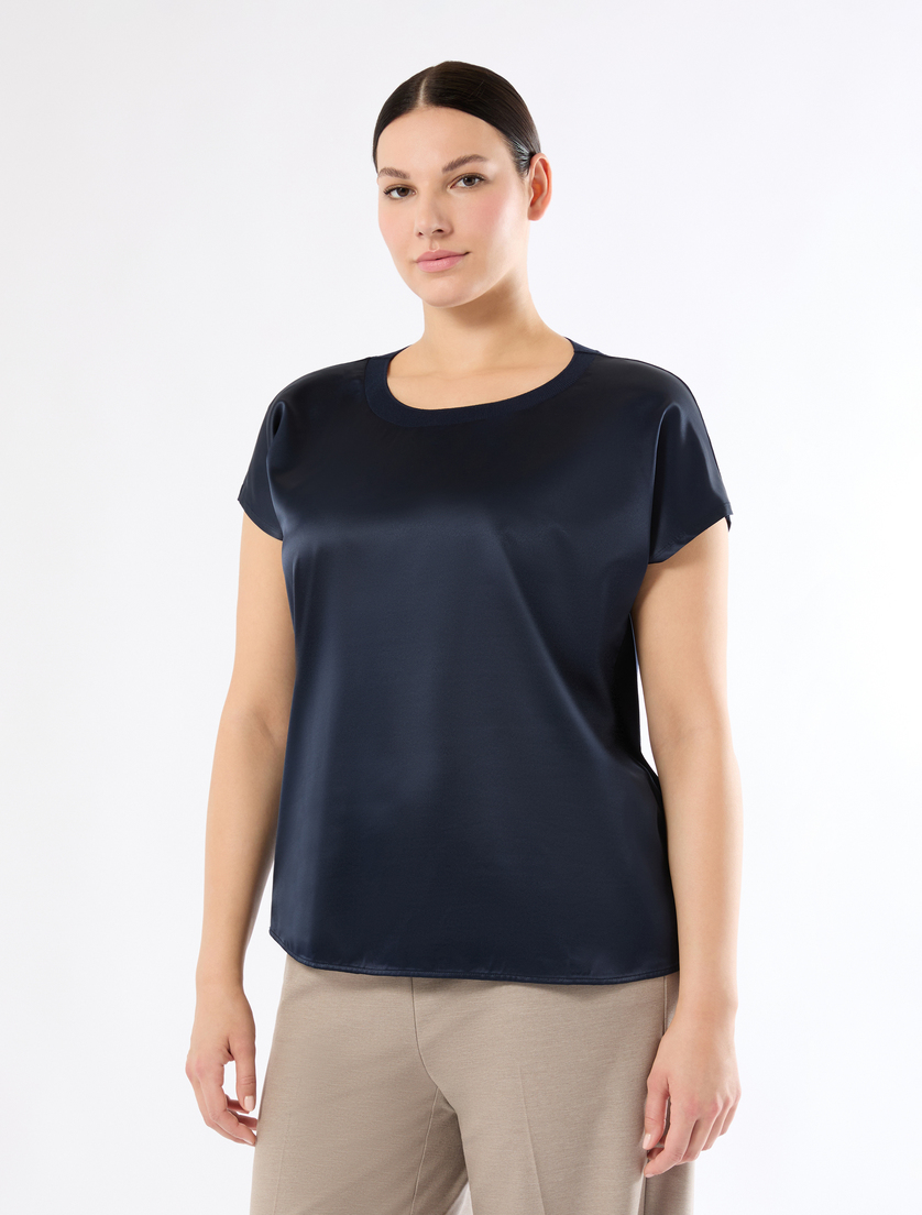 Jersey and satin T-shirt - MIDNIGHTBLUE - Marina Rinaldi - 3