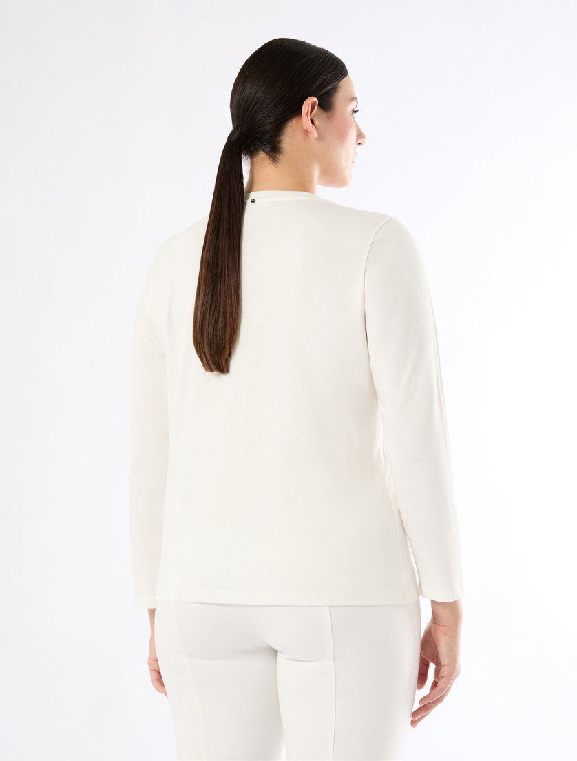 Jersey appliqué T-shirt - IVORY - Marina Rinaldi - 4