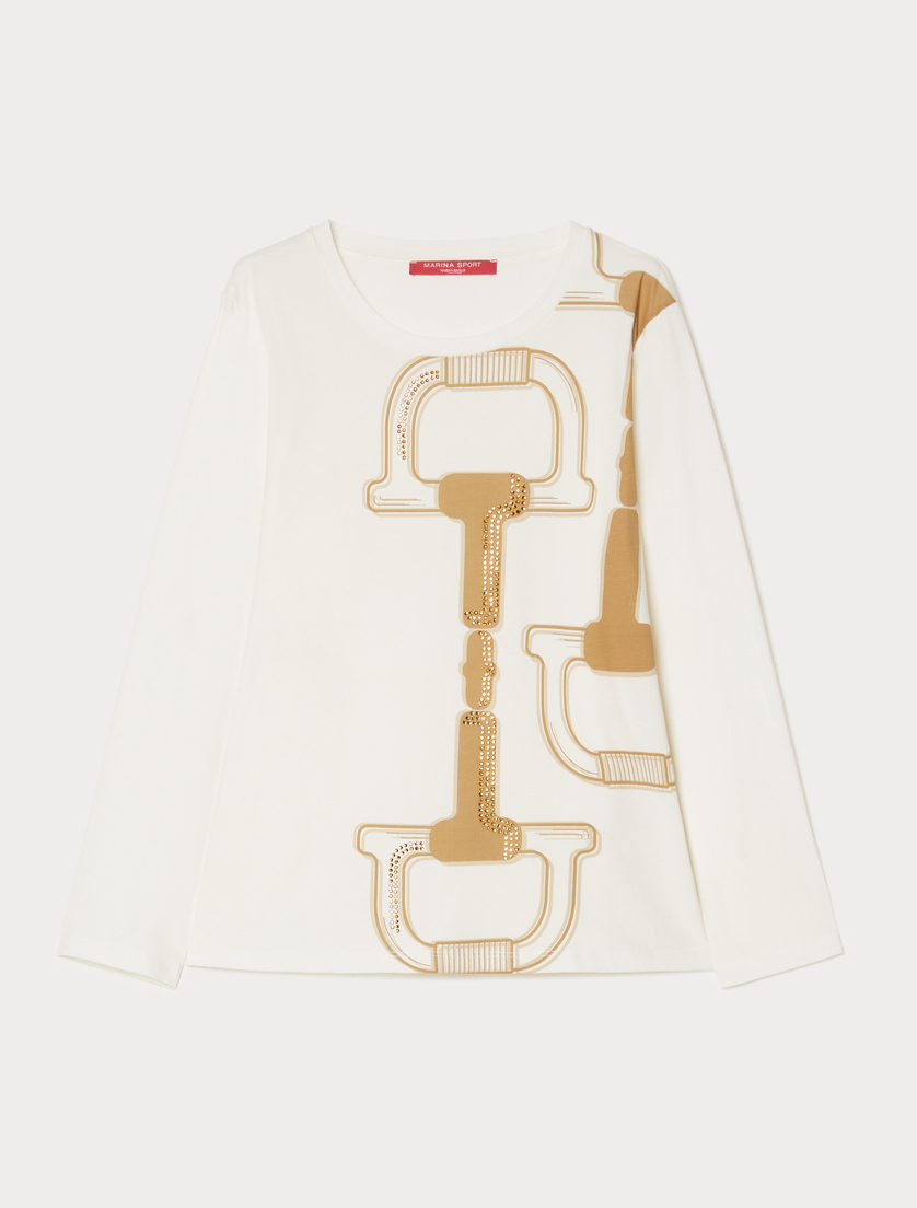 Jersey appliqué T-shirt - IVORY - Marina Rinaldi