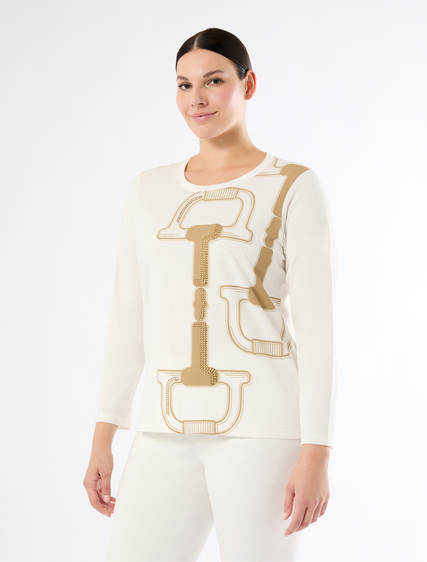 Jersey appliqué T-shirt - IVORY - Marina Rinaldi - 3