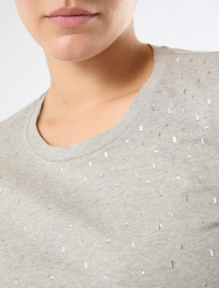 Jersey appliqué T-shirt - MEDIUM GREY - Marina Rinaldi - 5