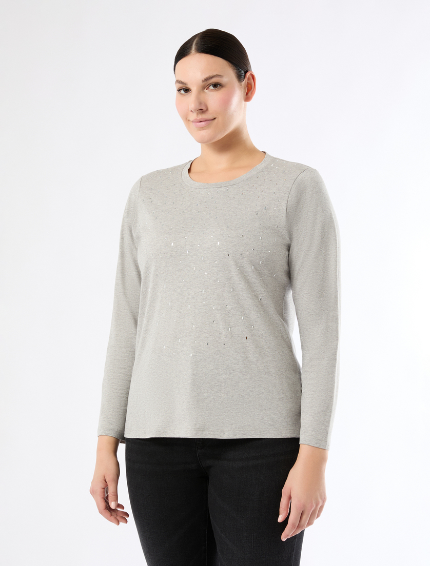 Jersey appliqué T-shirt - MEDIUM GREY - Marina Rinaldi - 3