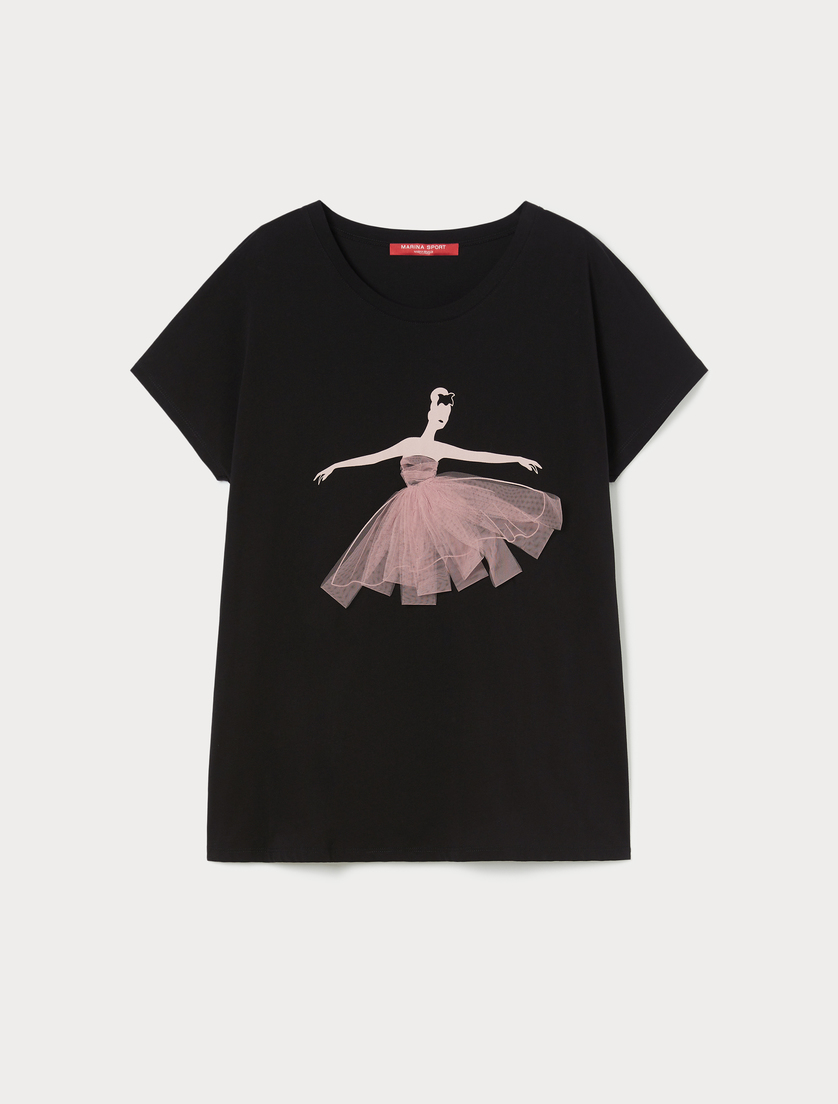 Printed jersey T-shirt - BLACK - Marina Rinaldi Printed jersey T-shirt - BLACK - Marina Rinaldi