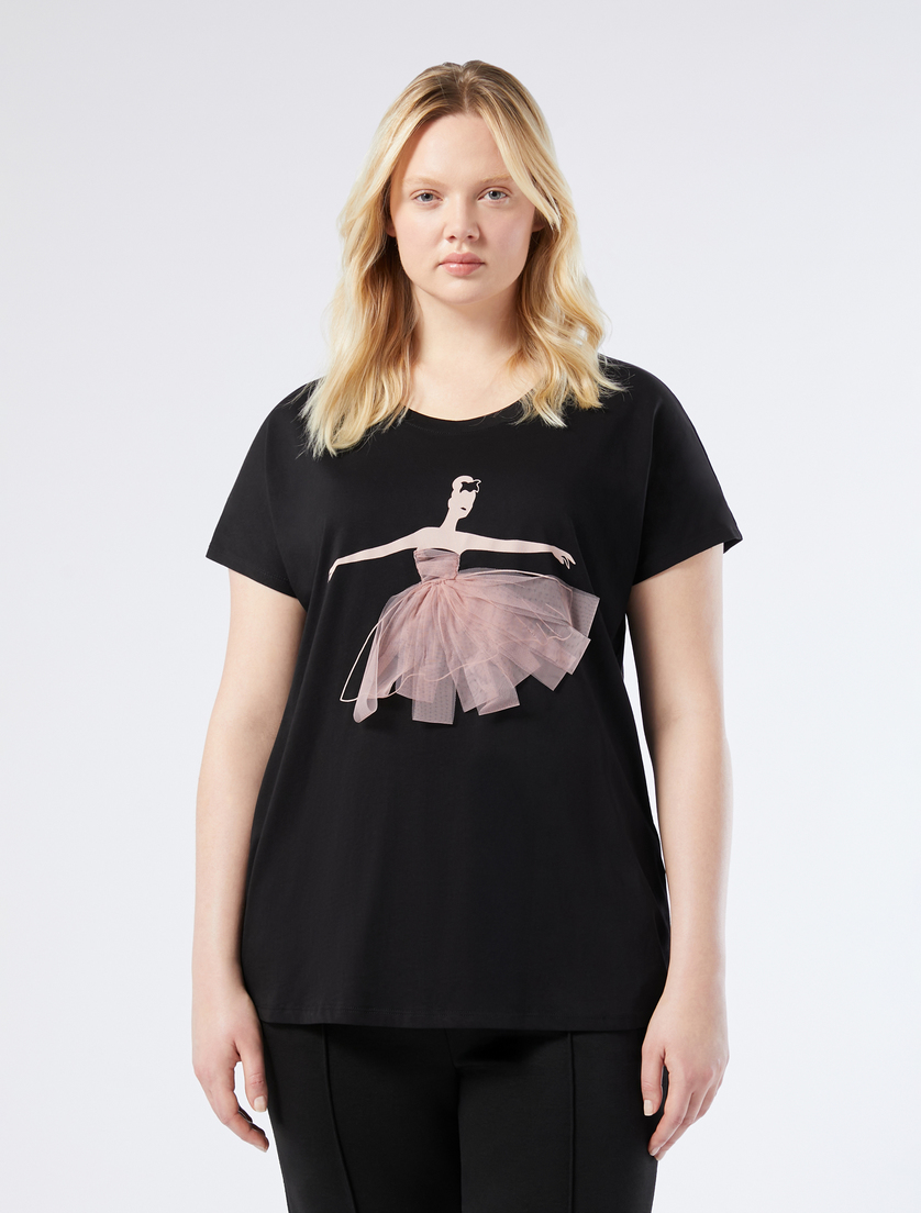 Printed jersey T-shirt - BLACK - Marina Rinaldi - 3 Printed jersey T-shirt - BLACK - Marina Rinaldi - 3