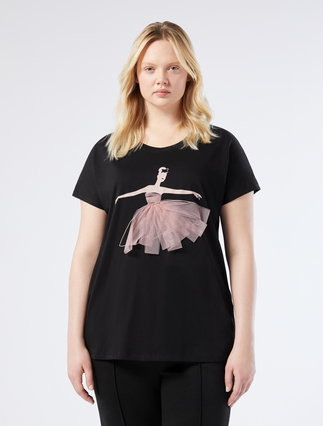 Printed jersey T-shirt - BLACK