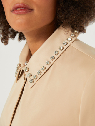 Raincoat in water-repellent gabardine with embroidery - BEIGE - Marina Rinaldi - 5
