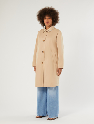 Raincoat in water-repellent gabardine with embroidery - BEIGE - Marina Rinaldi - 3