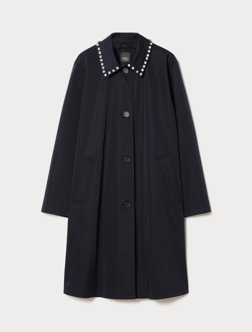 Imperméable en gabardine déperlante avec broderie - BLEU NUIT - Marina Rinaldi