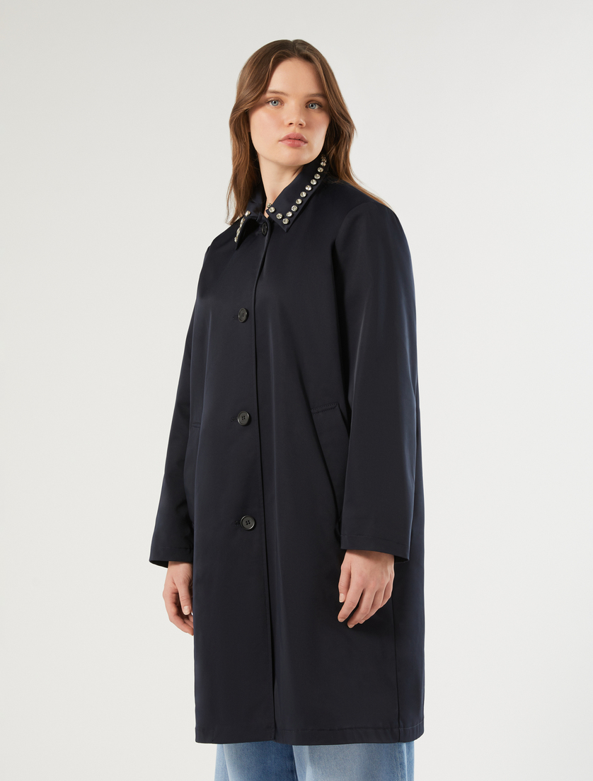 Imperméable en gabardine déperlante avec broderie - BLEU NUIT - Marina Rinaldi - 3